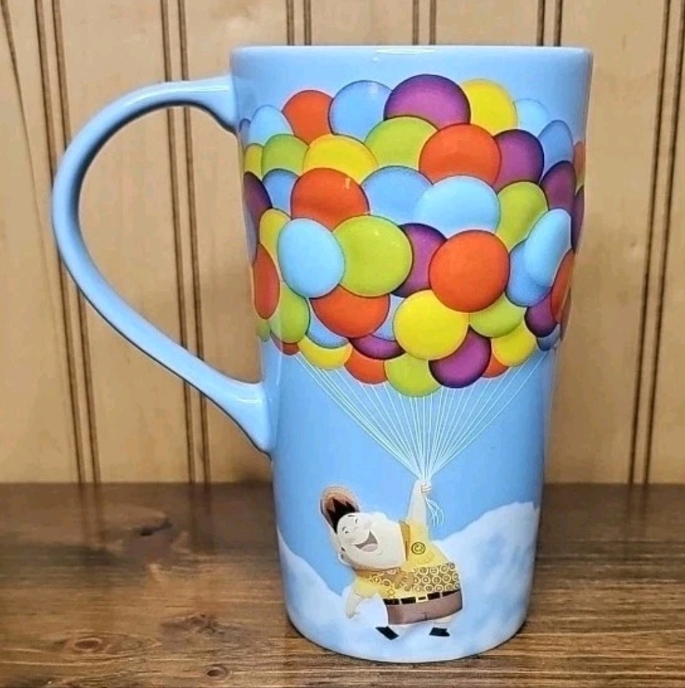 Disney Parks Pixar UP Movie Coffee Tea Tall 6" 3D Mug Balloons Russell House